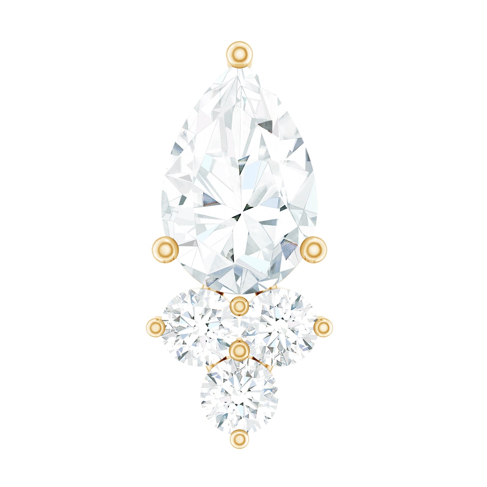 Pear and Round Diamond Earring for Helix Piercing