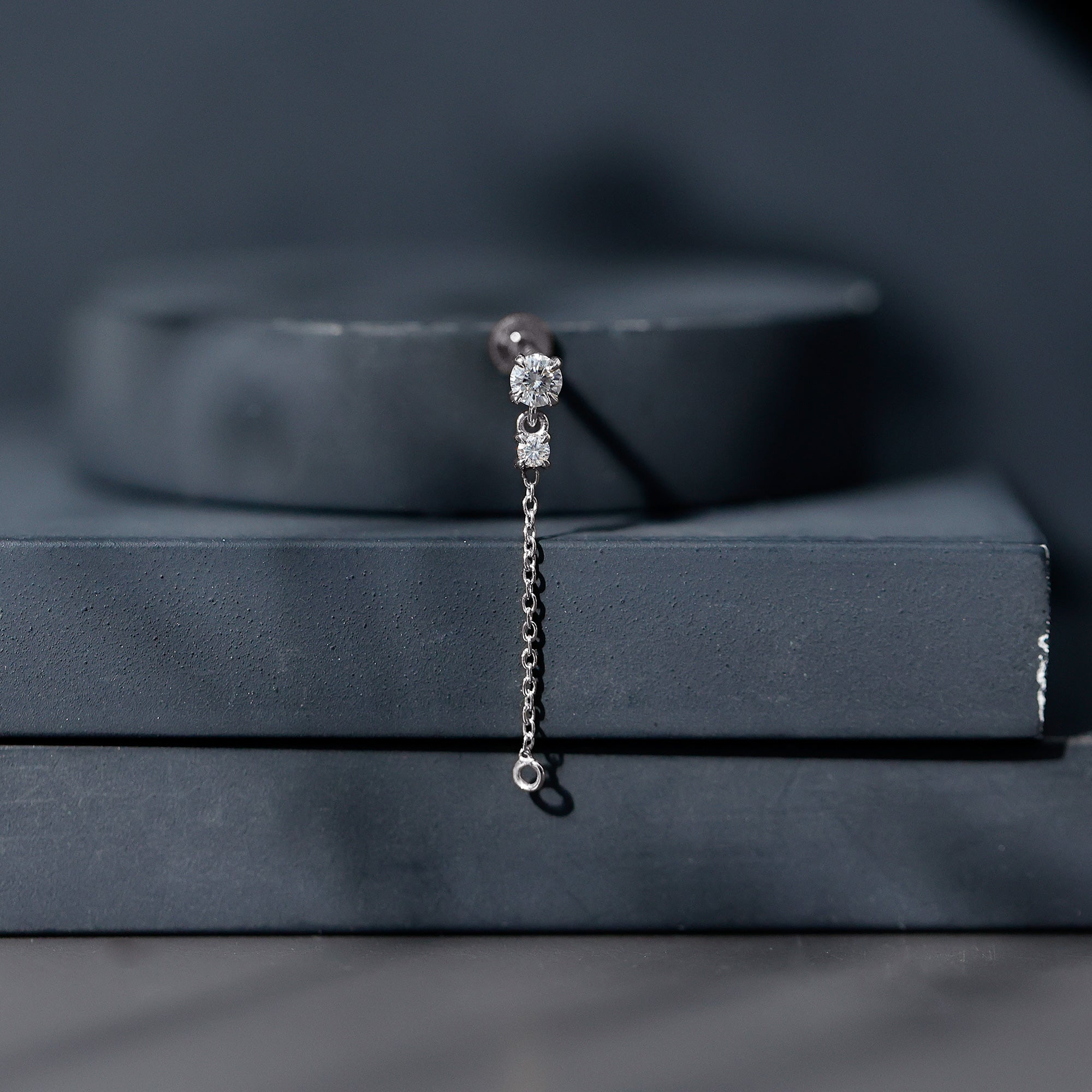Certified Diamond Chain Drop Earring for Helix Piercing