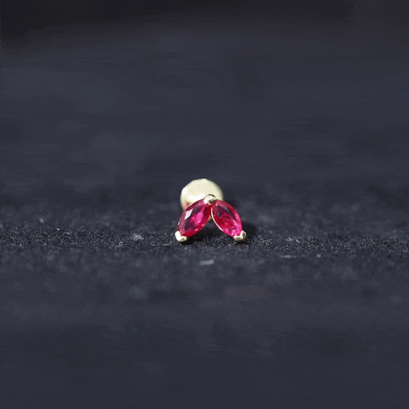 Marquise Ruby Leaf Cartilage Earring for Women