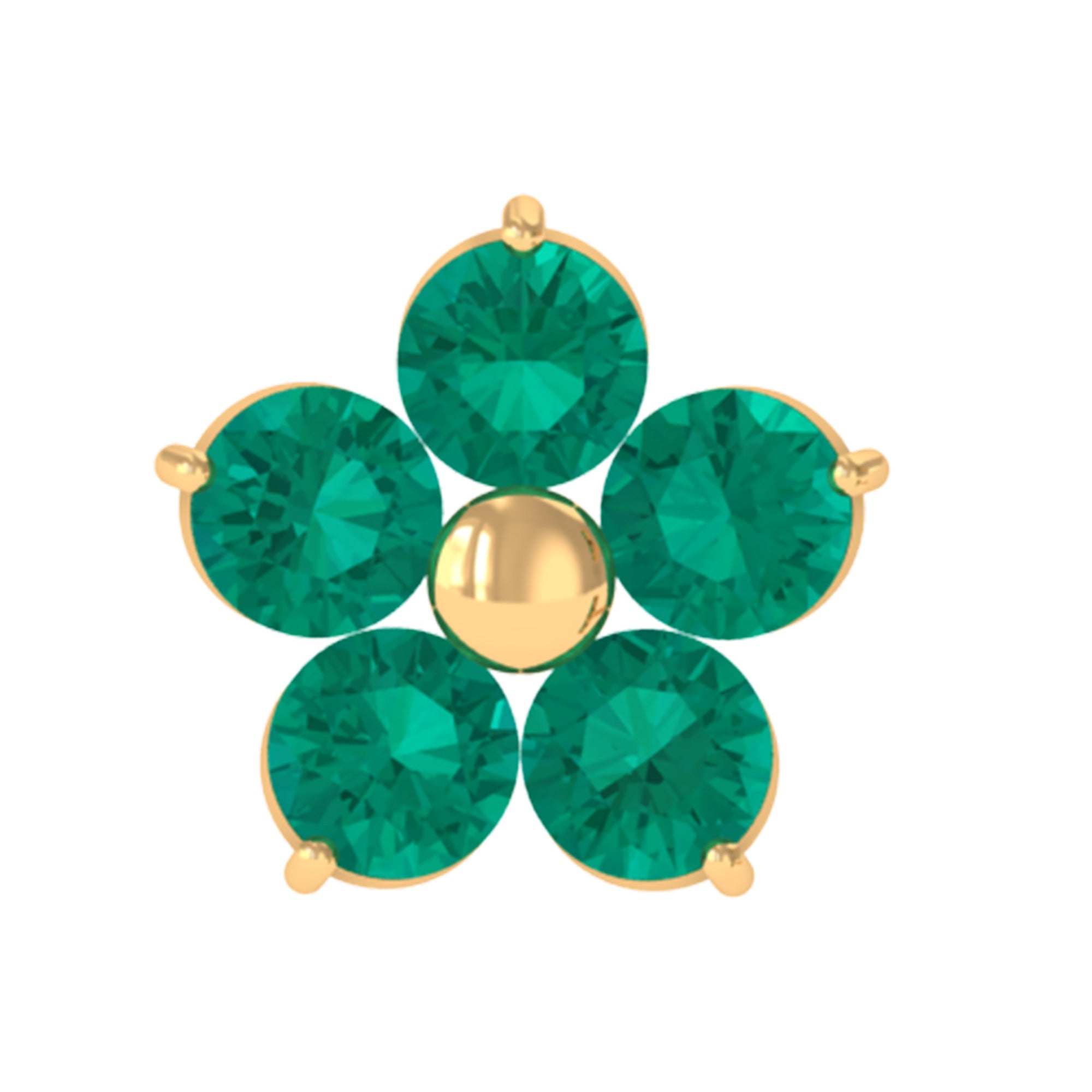 Natural Green Emerald Flower Conch Earring