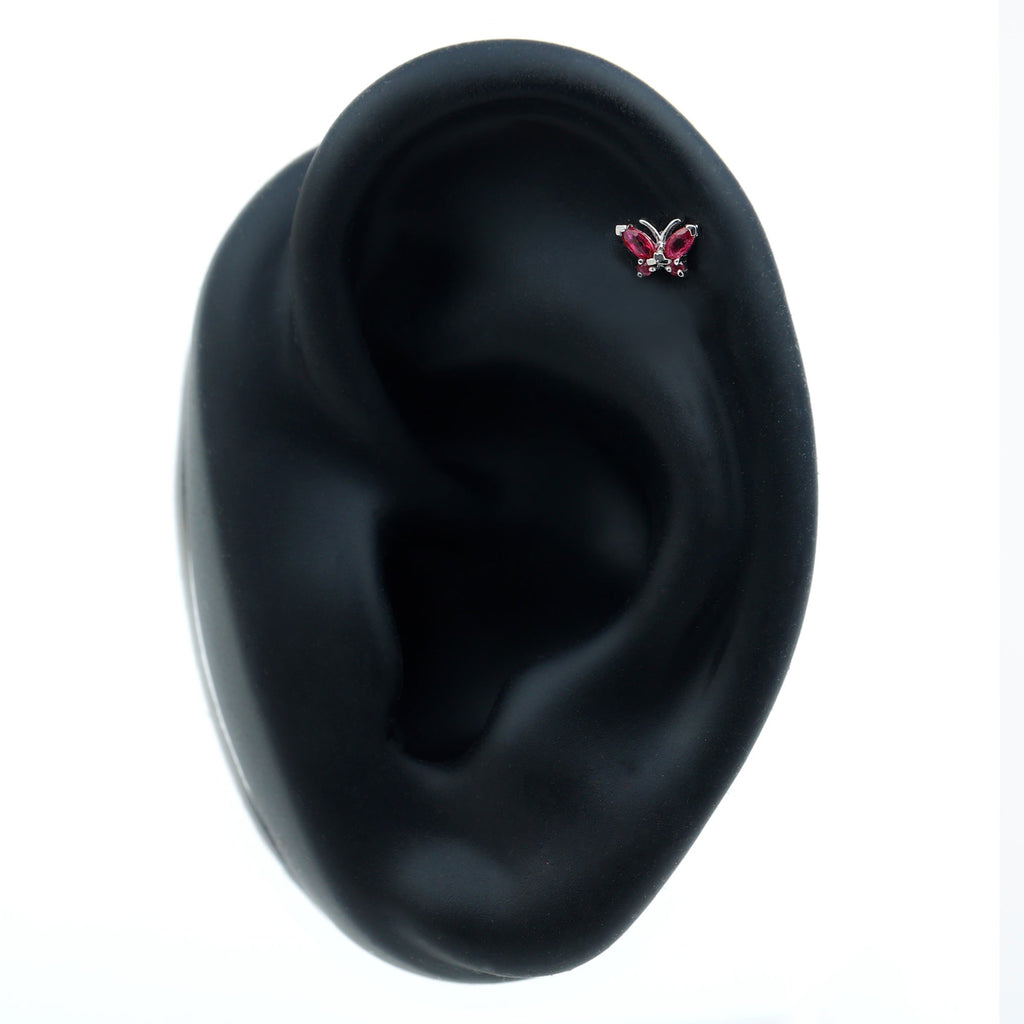 Real Marquise Cut Ruby Cute Butterfly Conch Earring