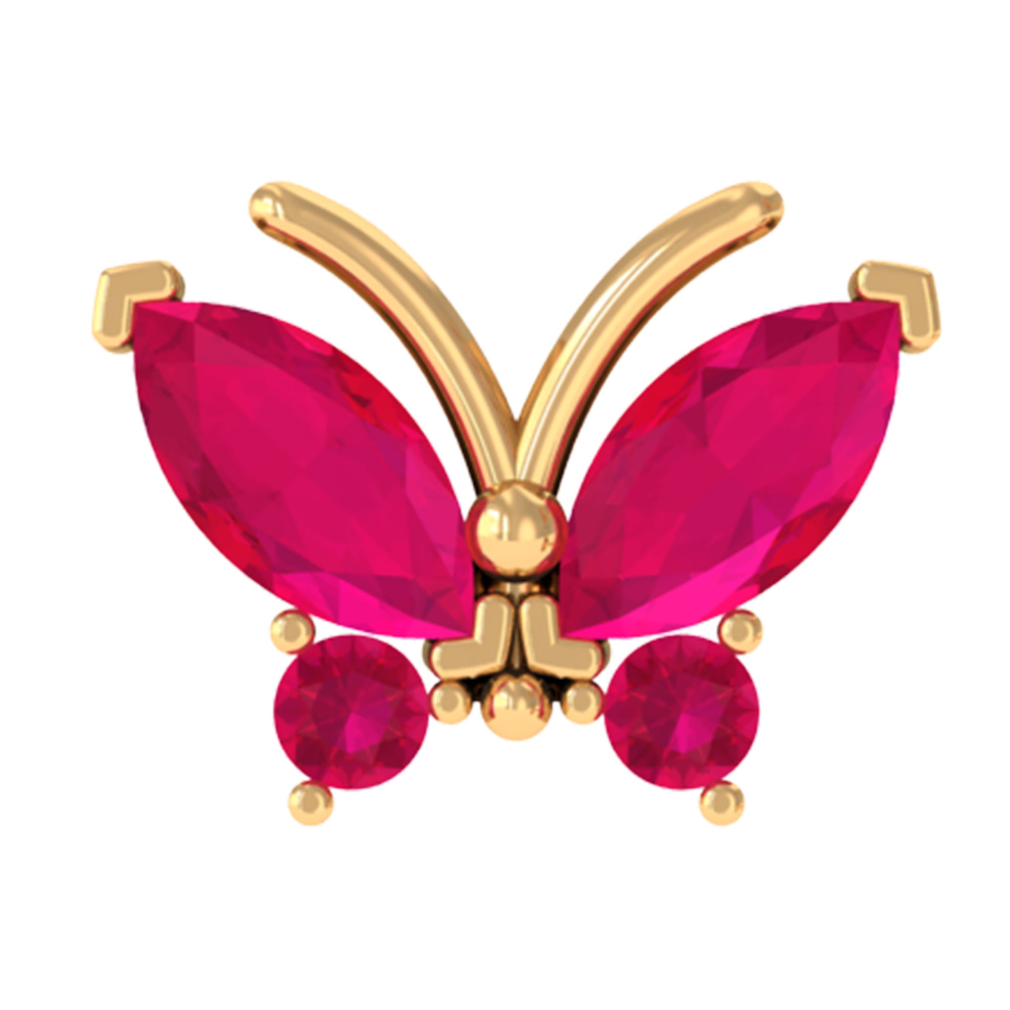 Real Marquise Cut Ruby Cute Butterfly Conch Earring
