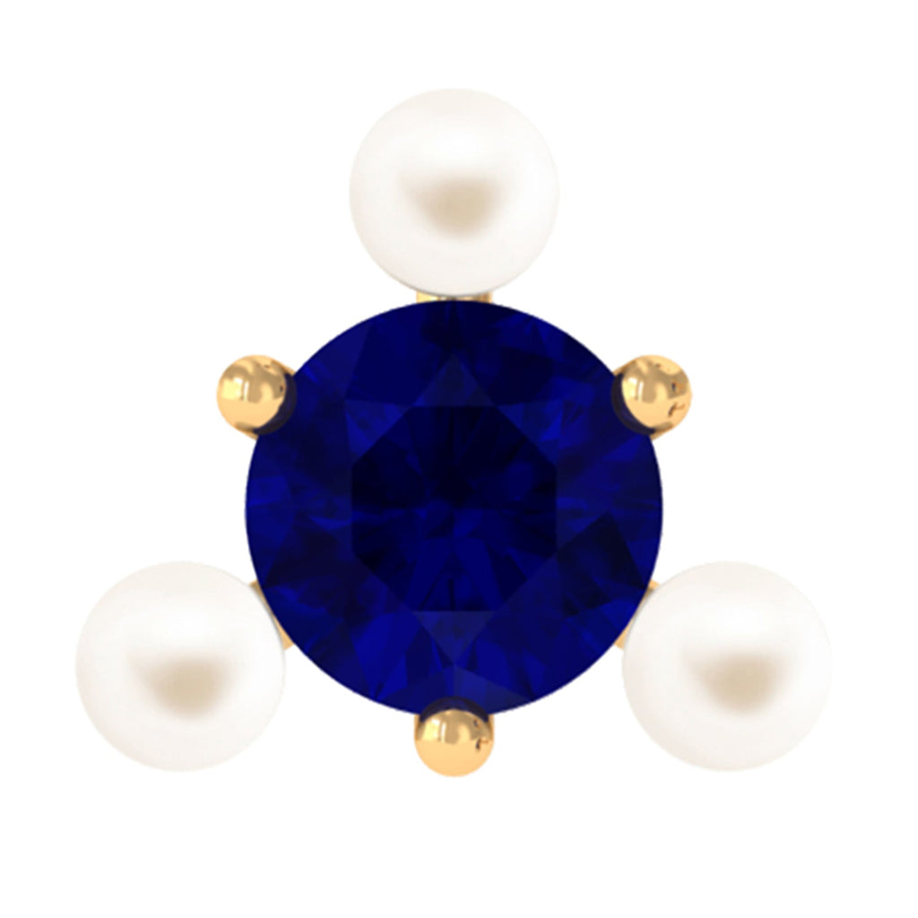 Blue Sapphire and Freshwater Pearl Cartilage Earring