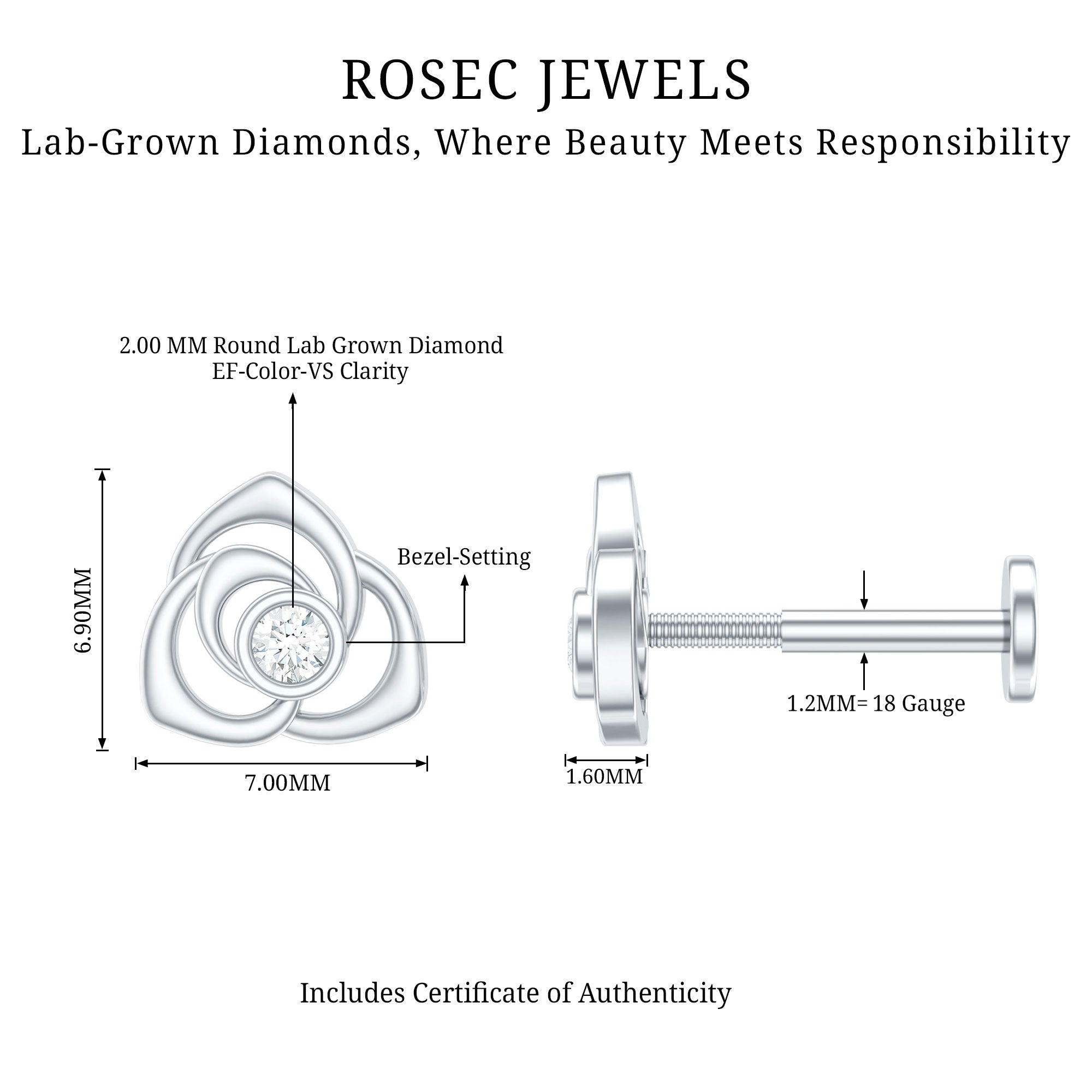 Nature Inspired Diamond Floral Earring for Cartilage Piercing