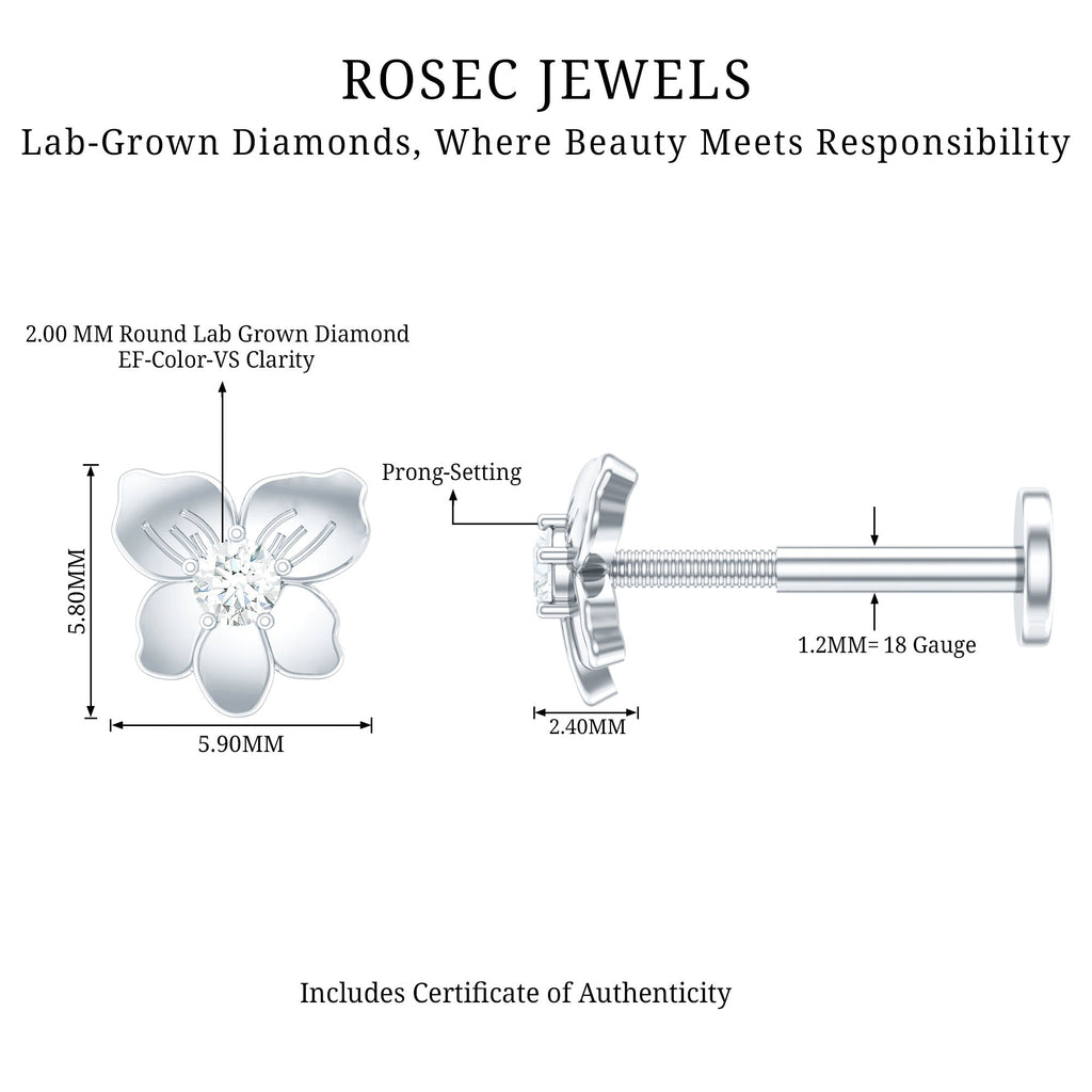 Nature Inspired Diamond Floral Helix Earring