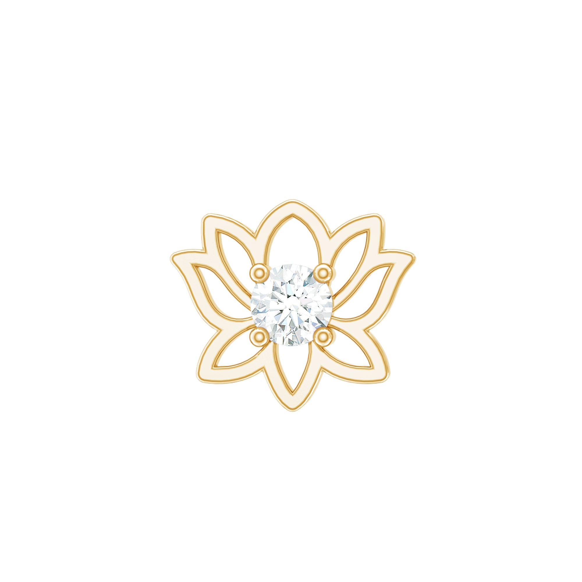 Nature Inspired Diamond Lotus Earring for Helix Piercing