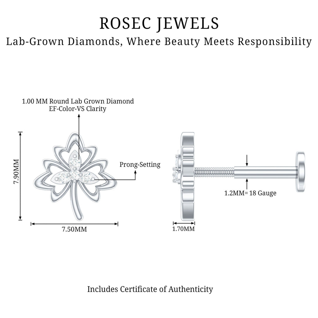 Diamond Nature Inspired Earring for Helix Piercing