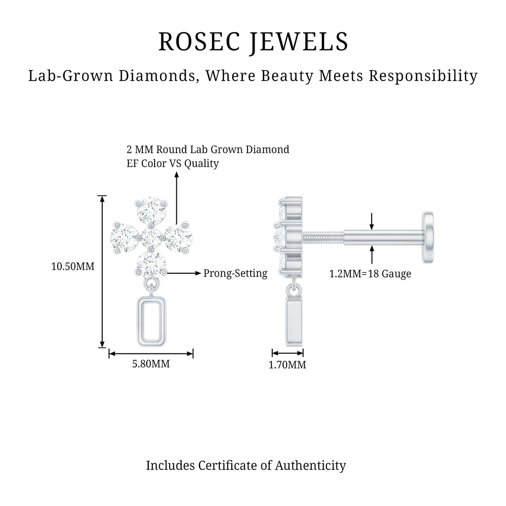 Simple Diamond Drop Earring for Helix Piercing