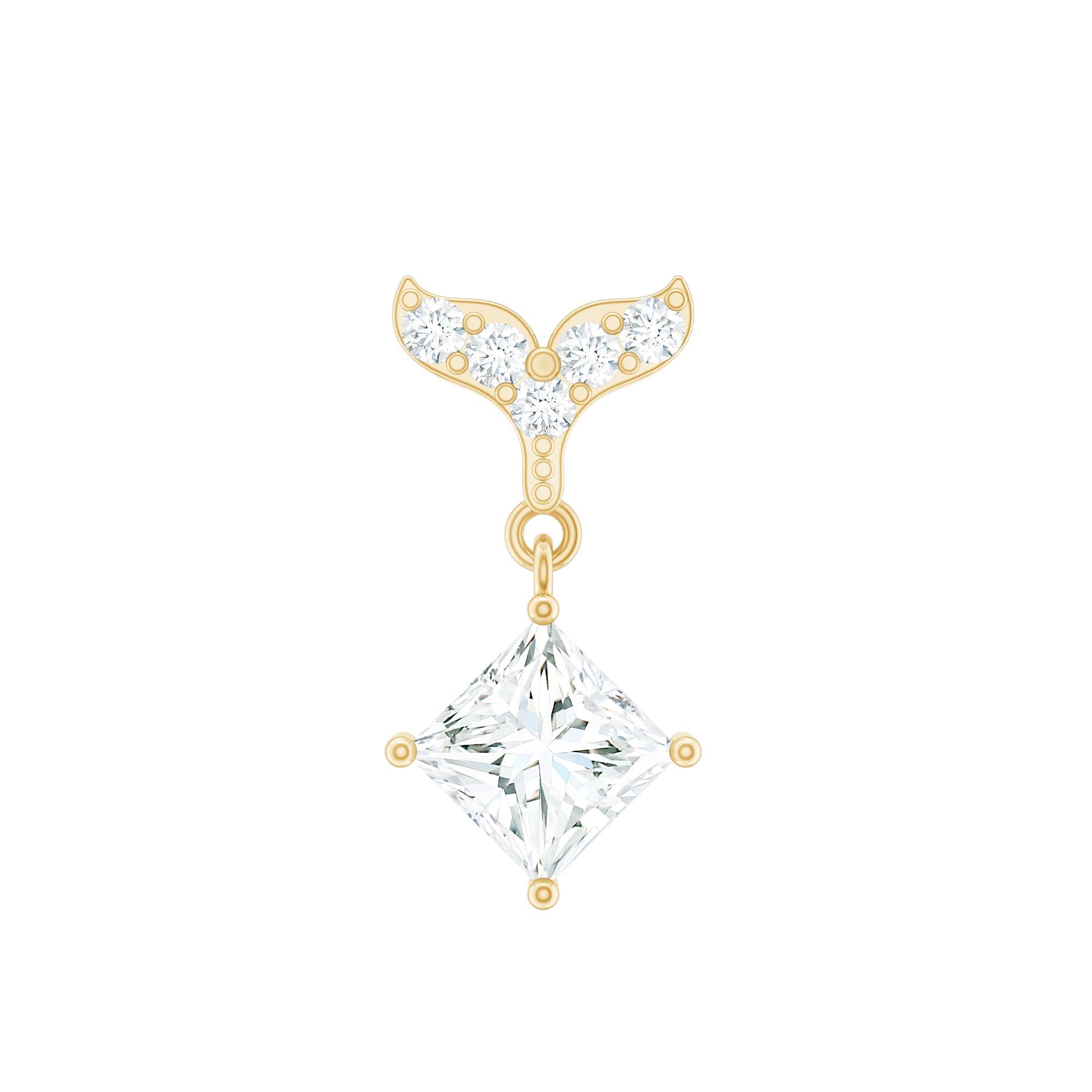 Fish Tail Diamond Drop Earring for Helix Piercing