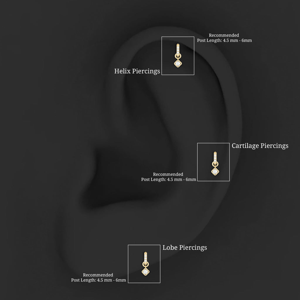 Minimalist Diamond Drop Earring for Cartilage Piercing