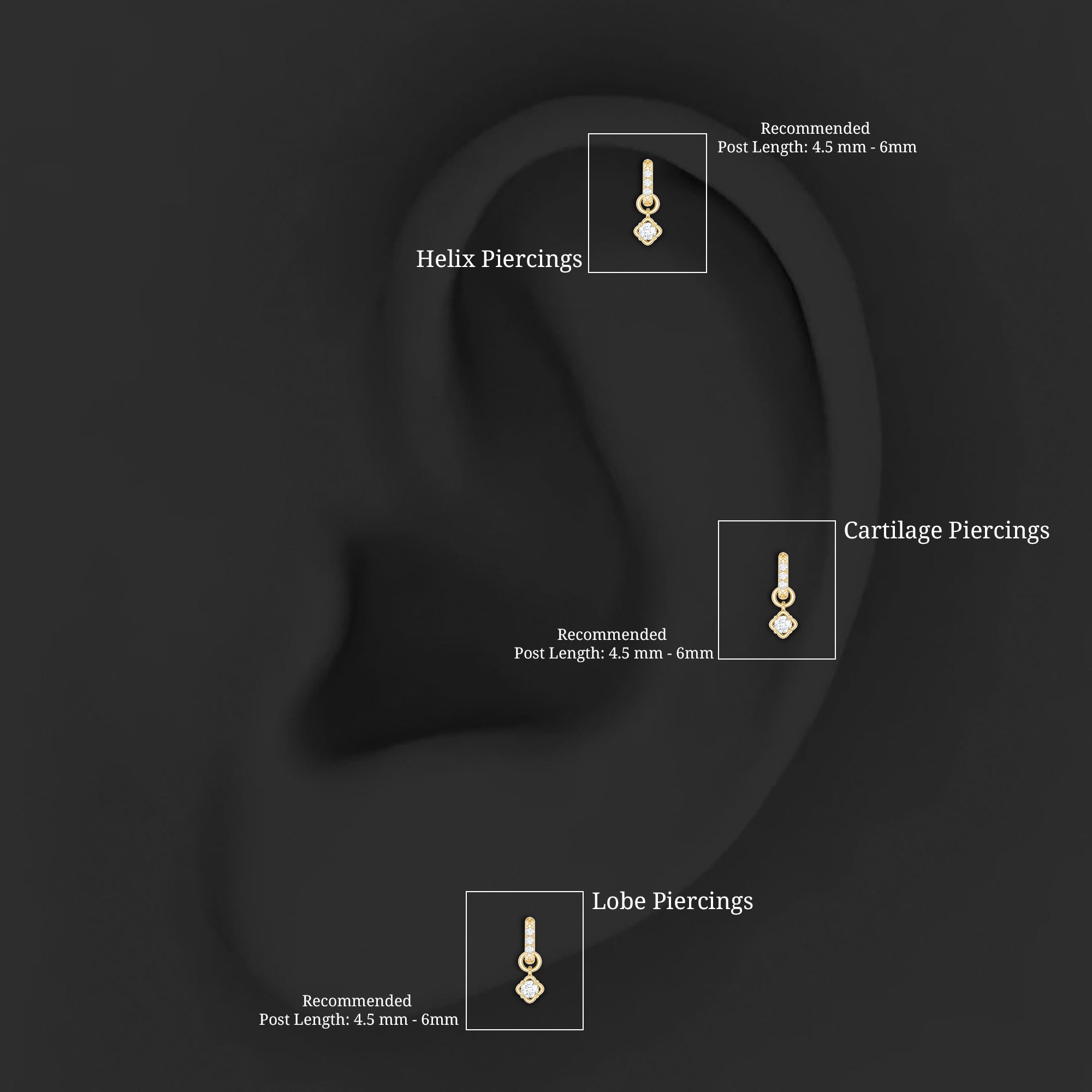 Minimalist Diamond Drop Earring for Cartilage Piercing