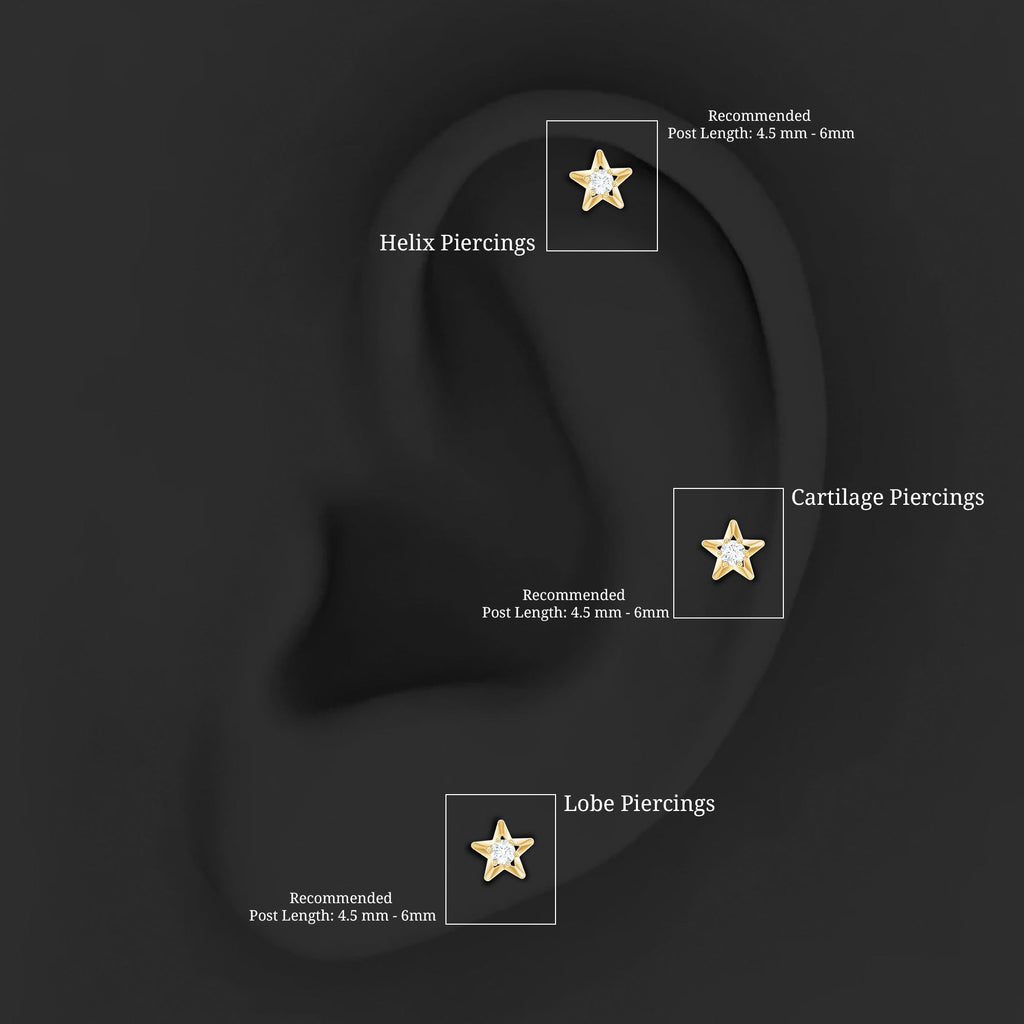 Diamond Celestial Star Earring for Conch Piercing