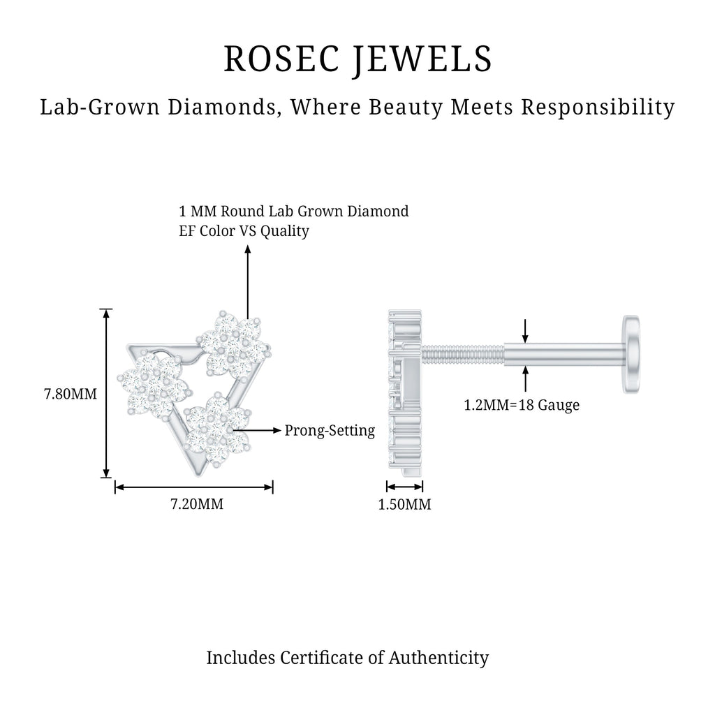 Diamond Triangle Earring for Helix Piercing