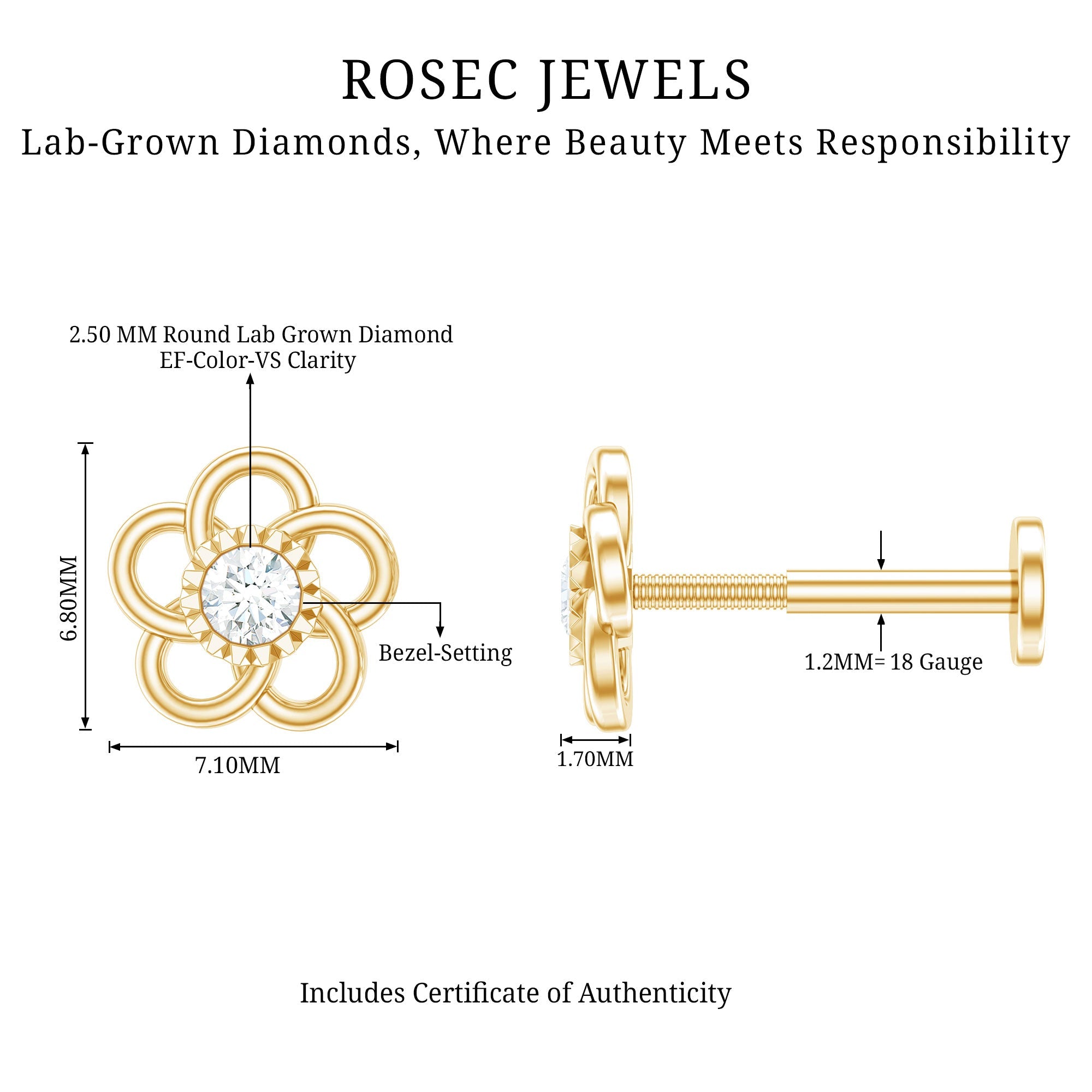 Diamond Flower Earring for Cartilage Piercing