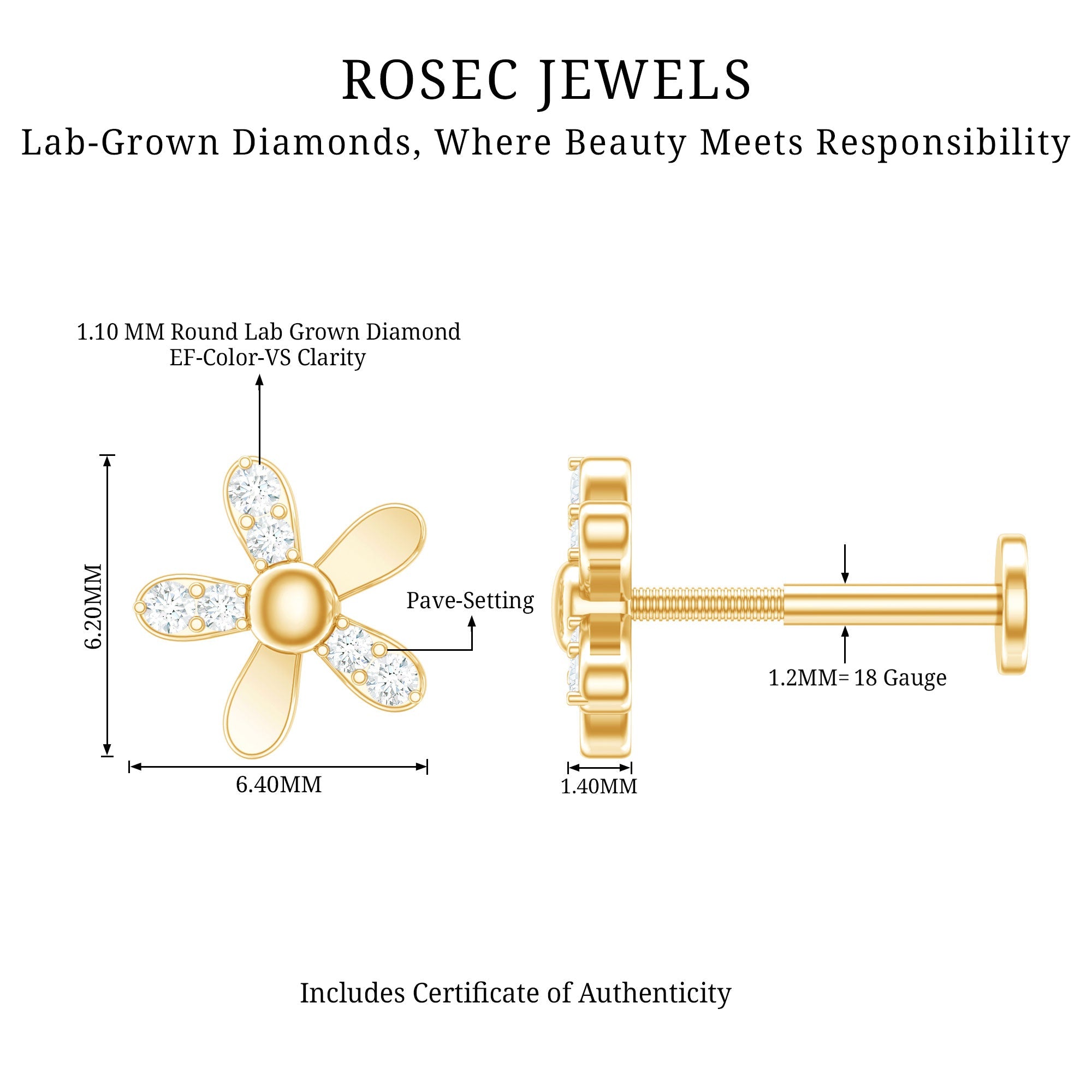 Simple Diamond Floral Earring for Cartilage Piercing