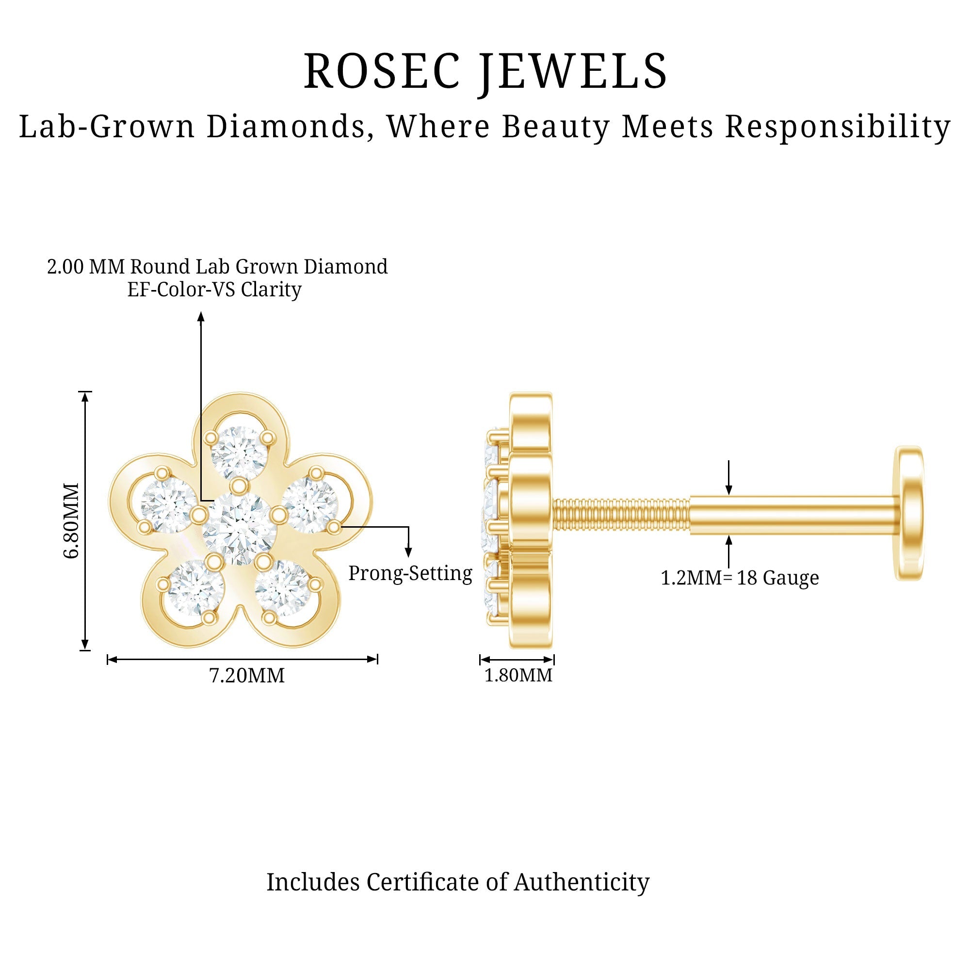 Diamond Floral Helix Earring for Women