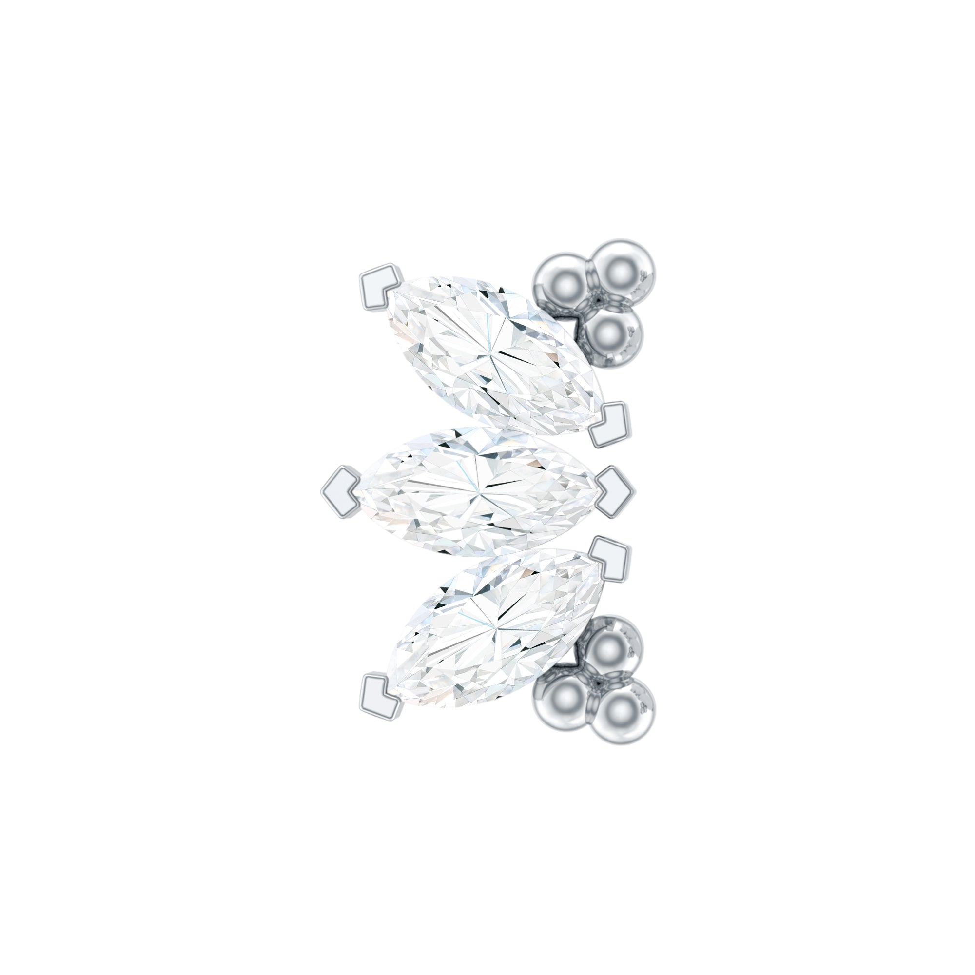 Marquise Diamond 3 Stone Crawler Earring