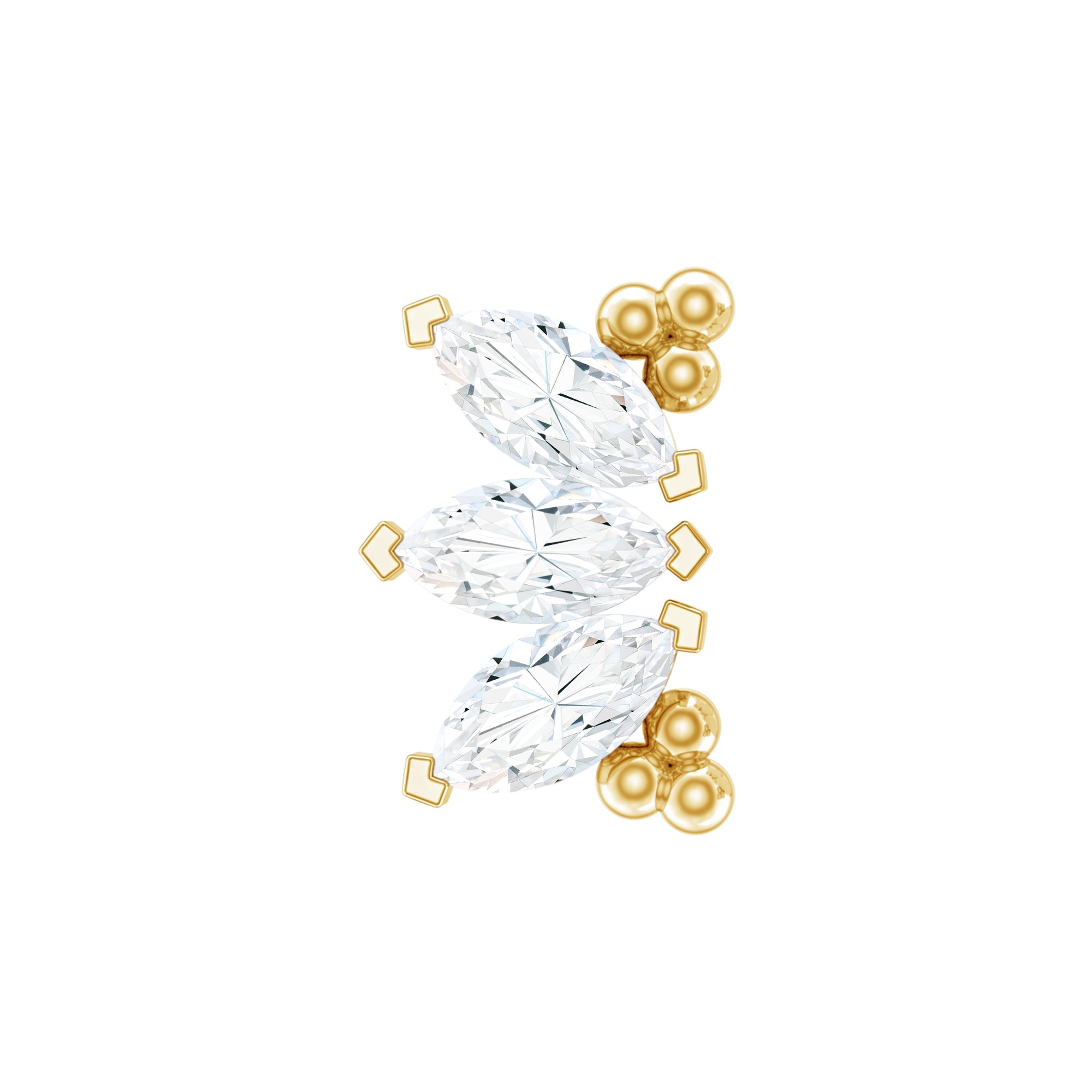 Marquise Diamond 3 Stone Crawler Earring