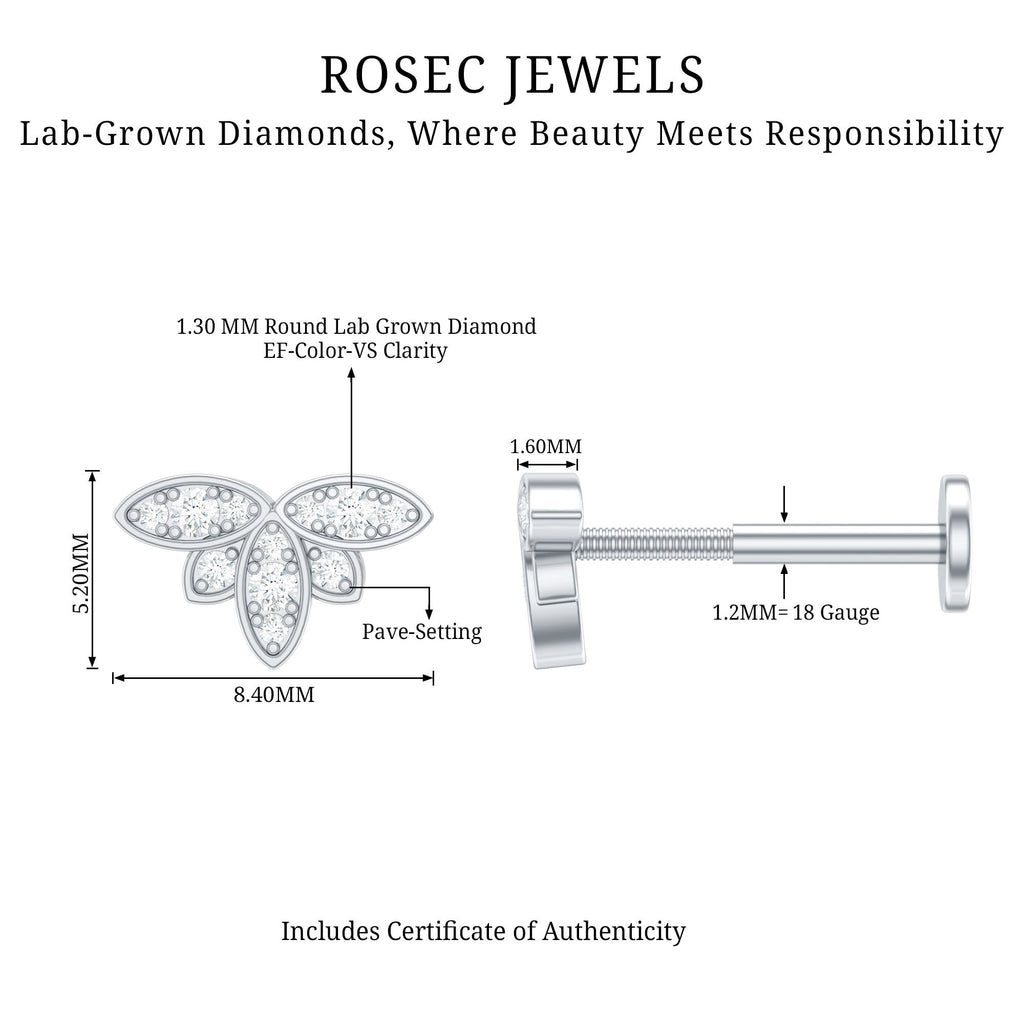 Diamond Flower Earring for Second Lobe Piercing