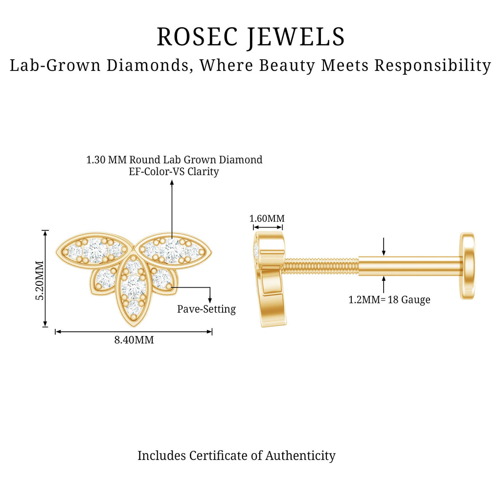 Diamond Flower Earring for Second Lobe Piercing