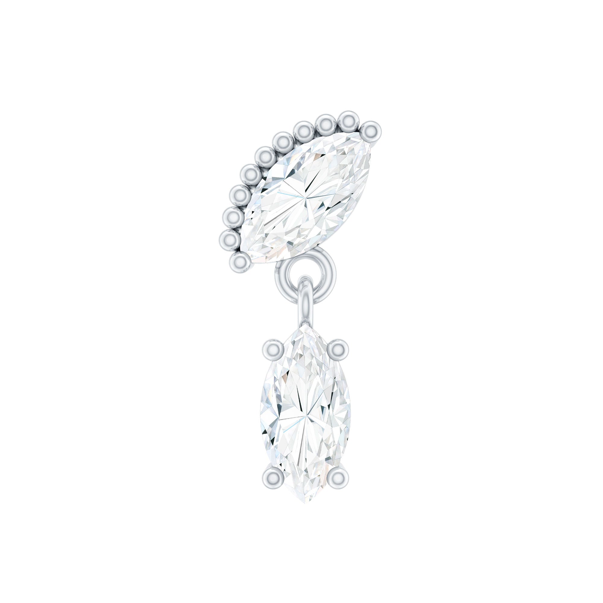Certified Marquise Diamond Drop Earring for Helix Piercing