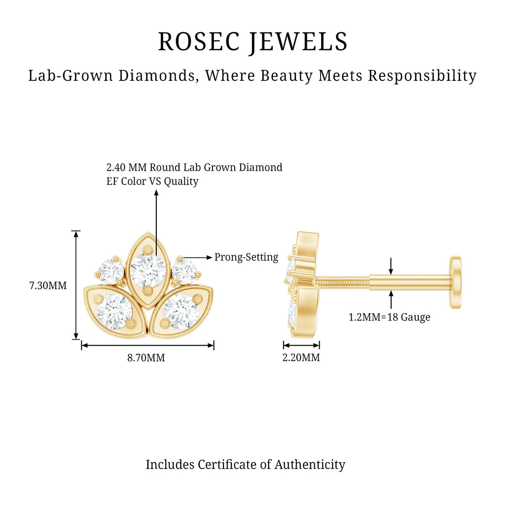 Diamond Lotus Earring for Cartilage Piercing