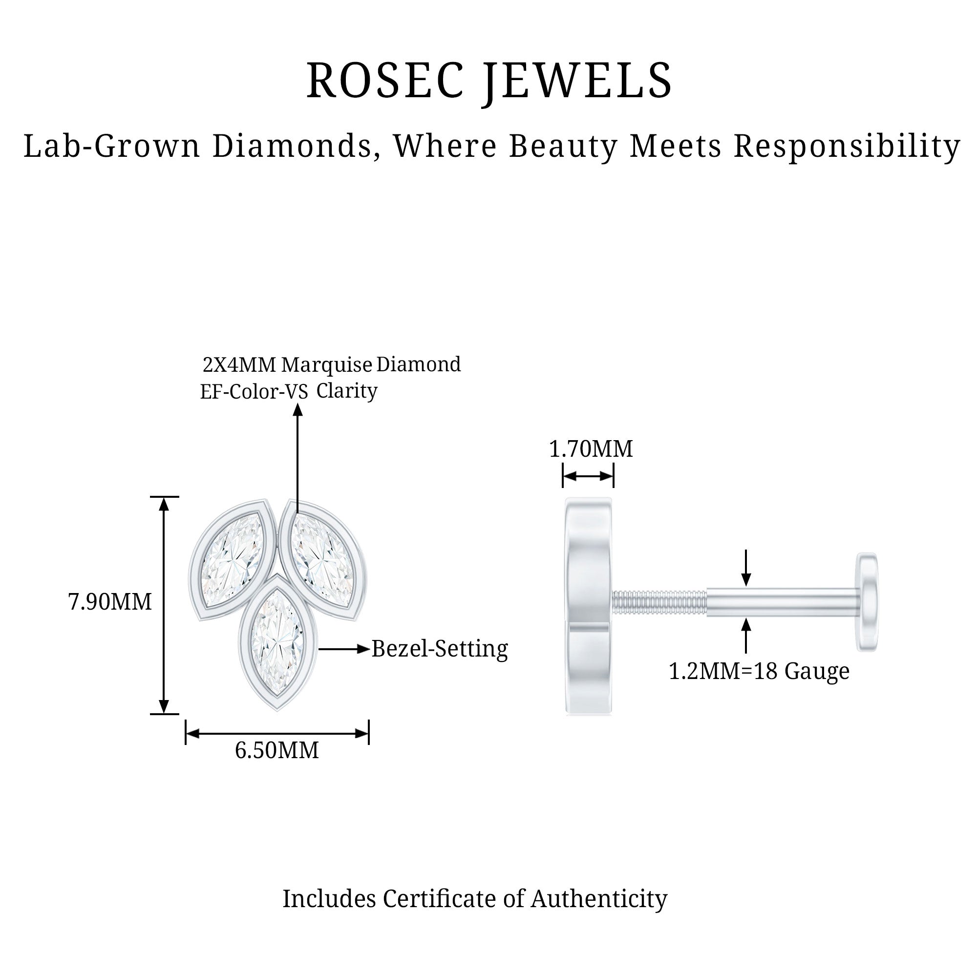 Marquise Diamond Three Stone Cluster Earring