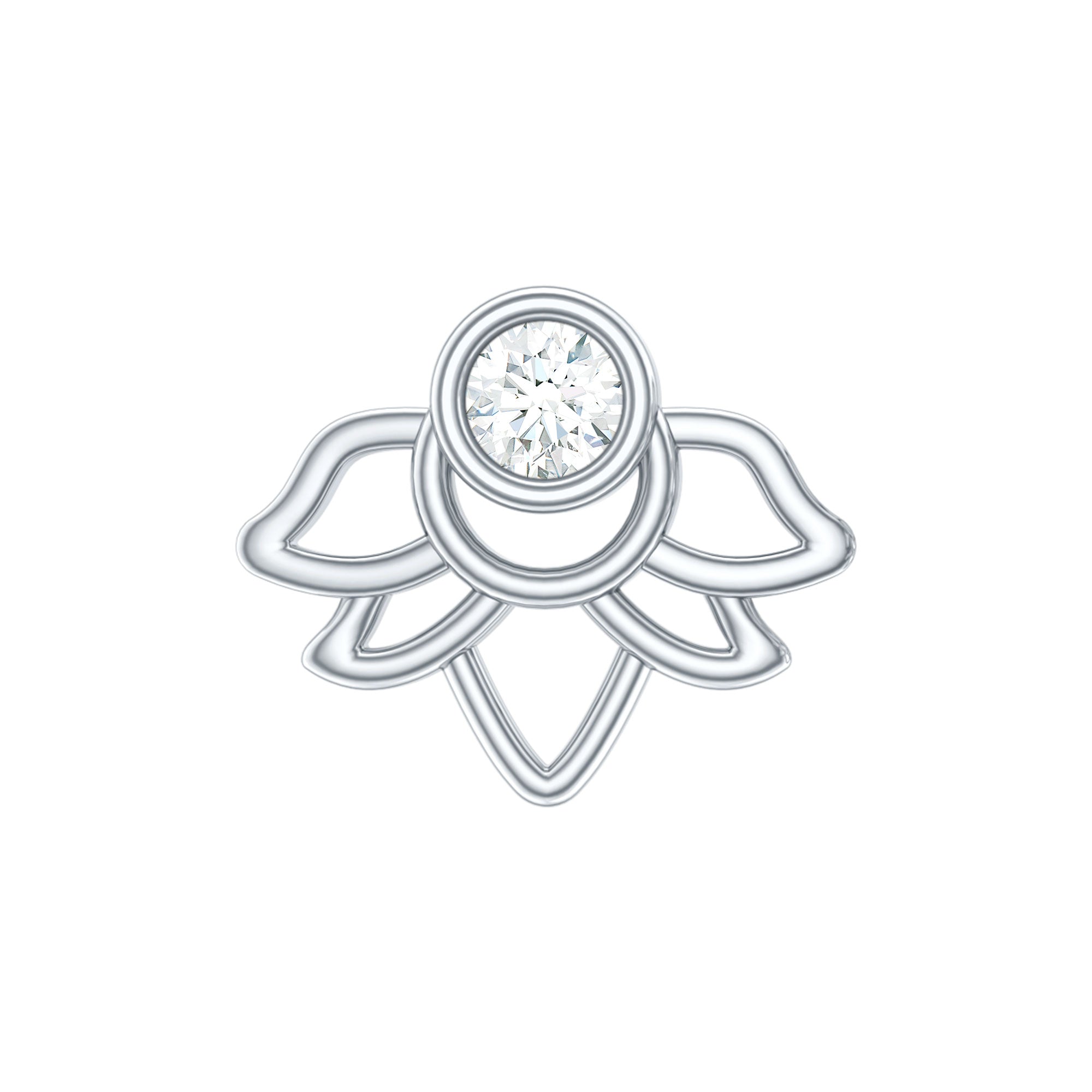 Diamond Lotus Earring for Helix Piercing