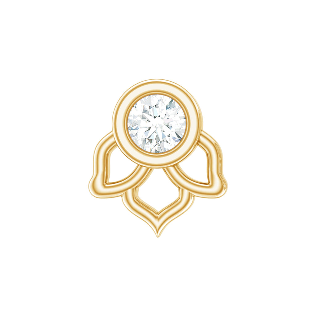 Simple Lotus Floral Earring with Round Diamond