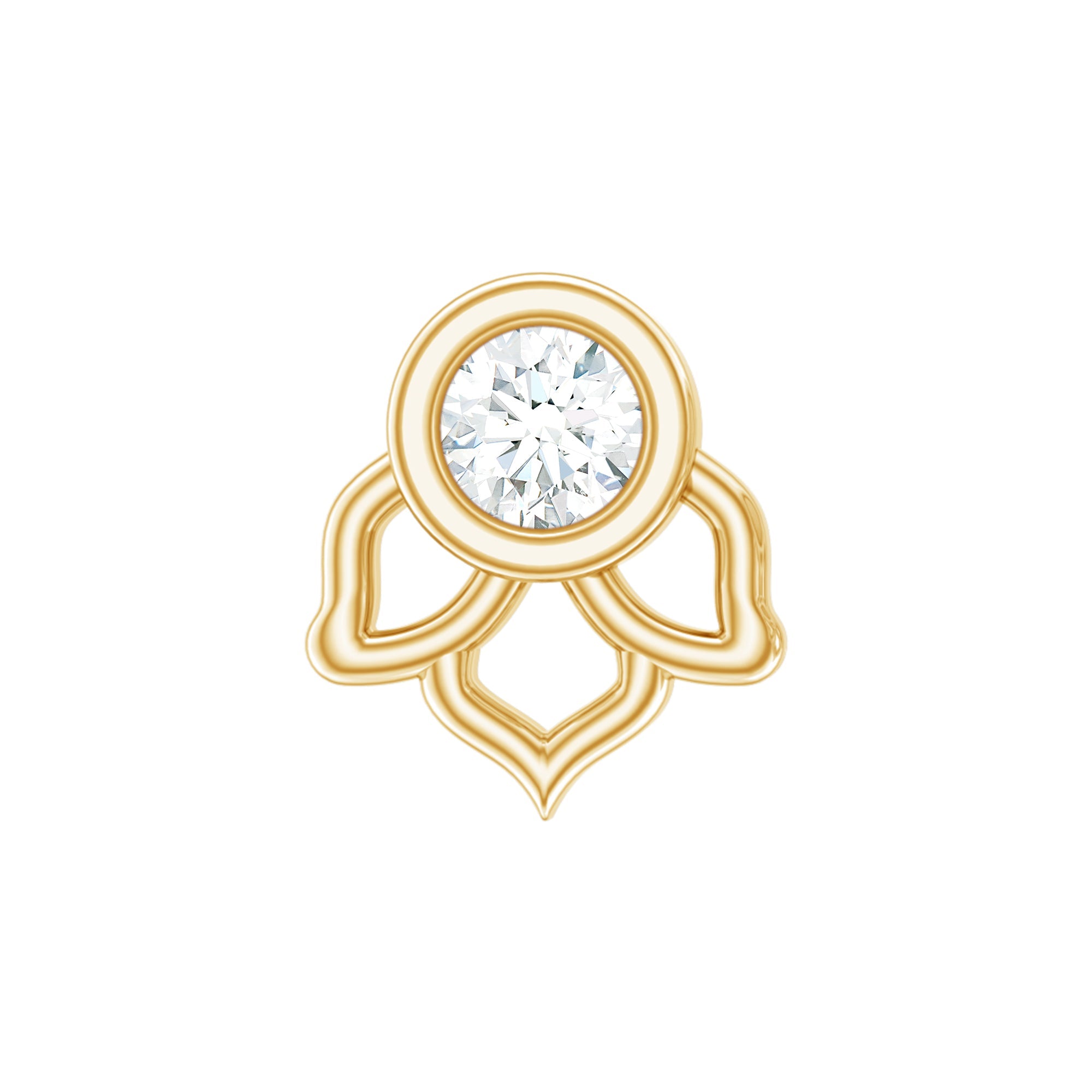 Simple Lotus Floral Earring with Round Diamond