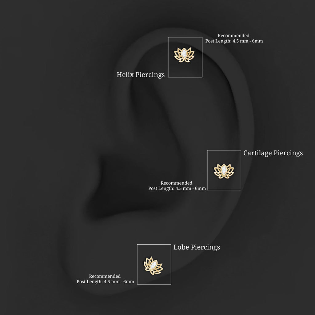 Marquise Diamond Lotus Cartilage Earring for Her