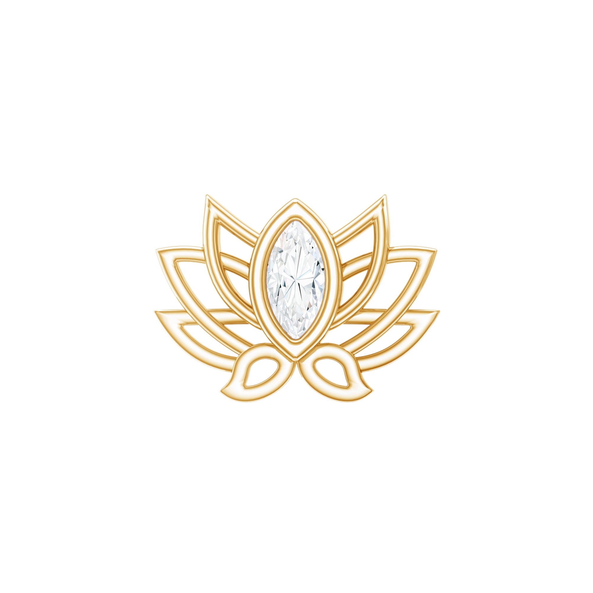 Marquise Diamond Lotus Cartilage Earring for Her