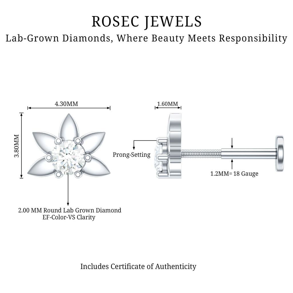 Diamond Floral Earring for Tragus Piercing
