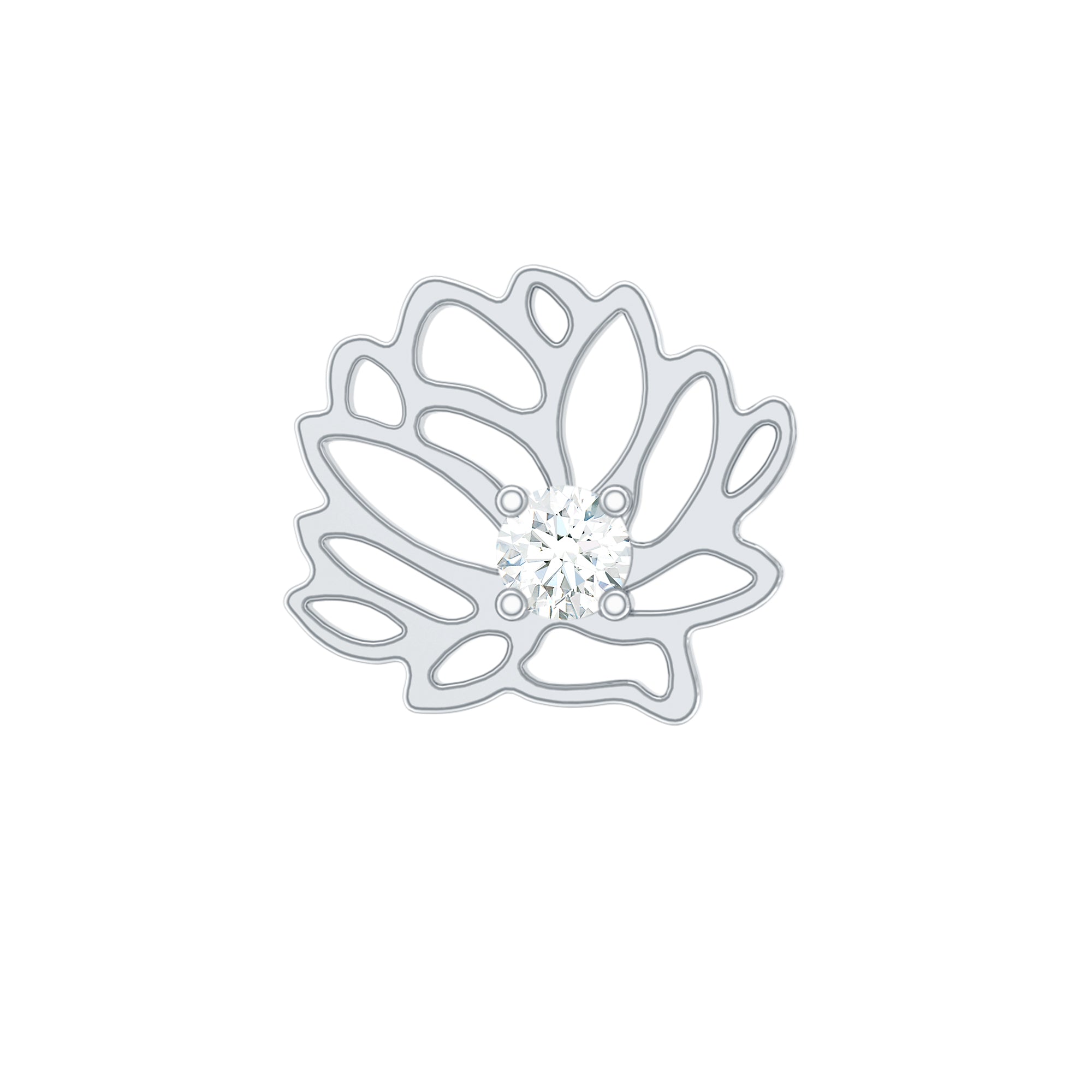 Diamond Lotus Flower Earring for Conch Piercing