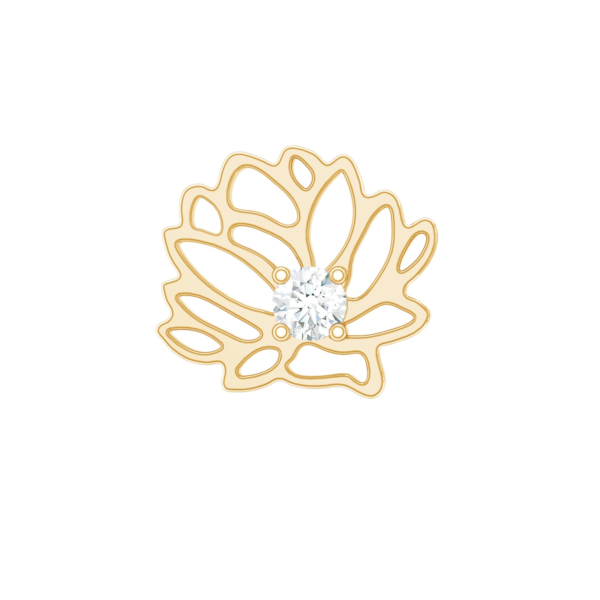 Diamond Lotus Flower Earring for Conch Piercing