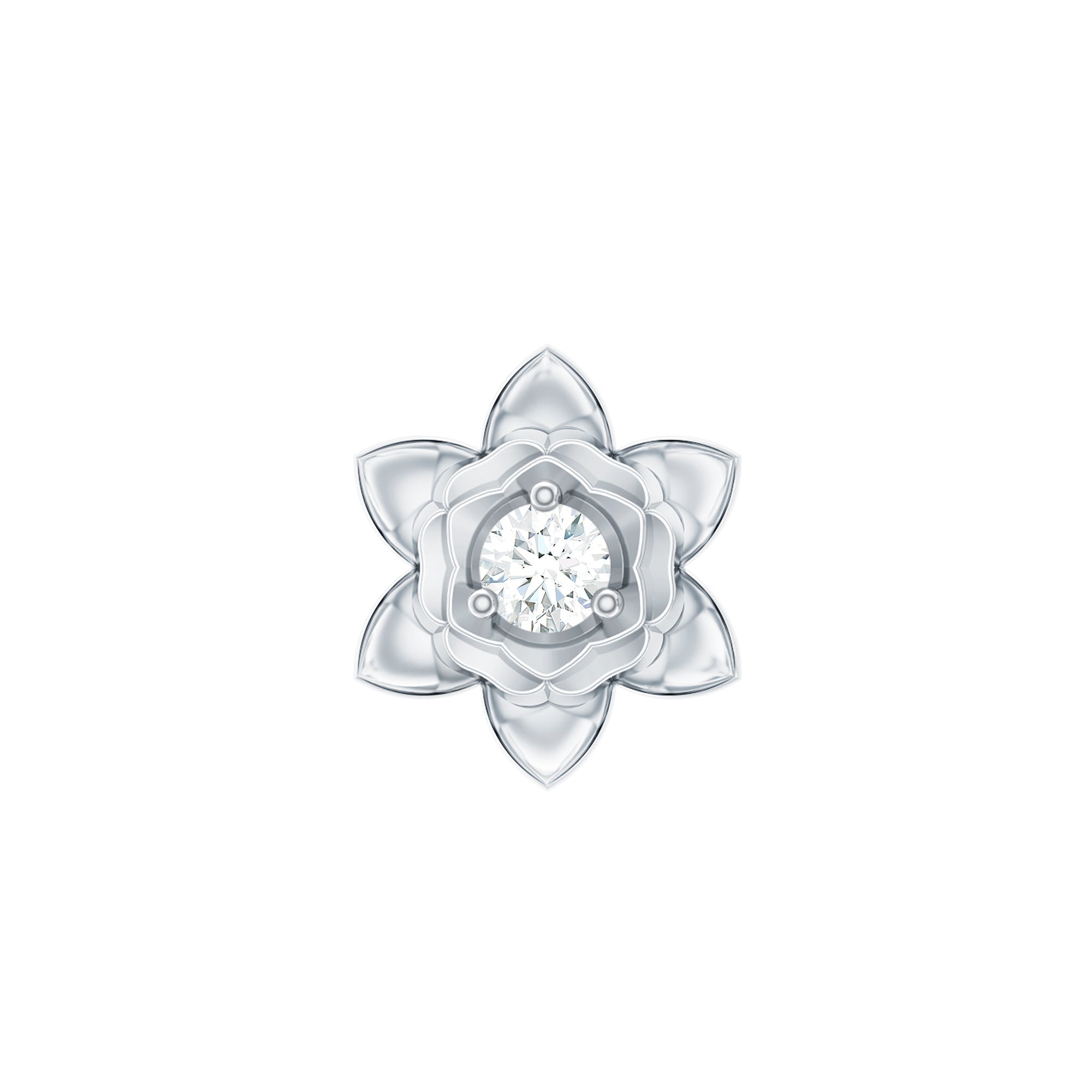 Diamond Lotus Flower Earring for Helix Piercing