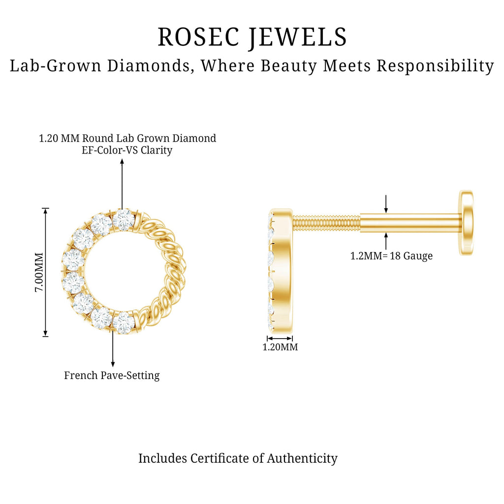 Diamond Circle Earring for Conch Piercing