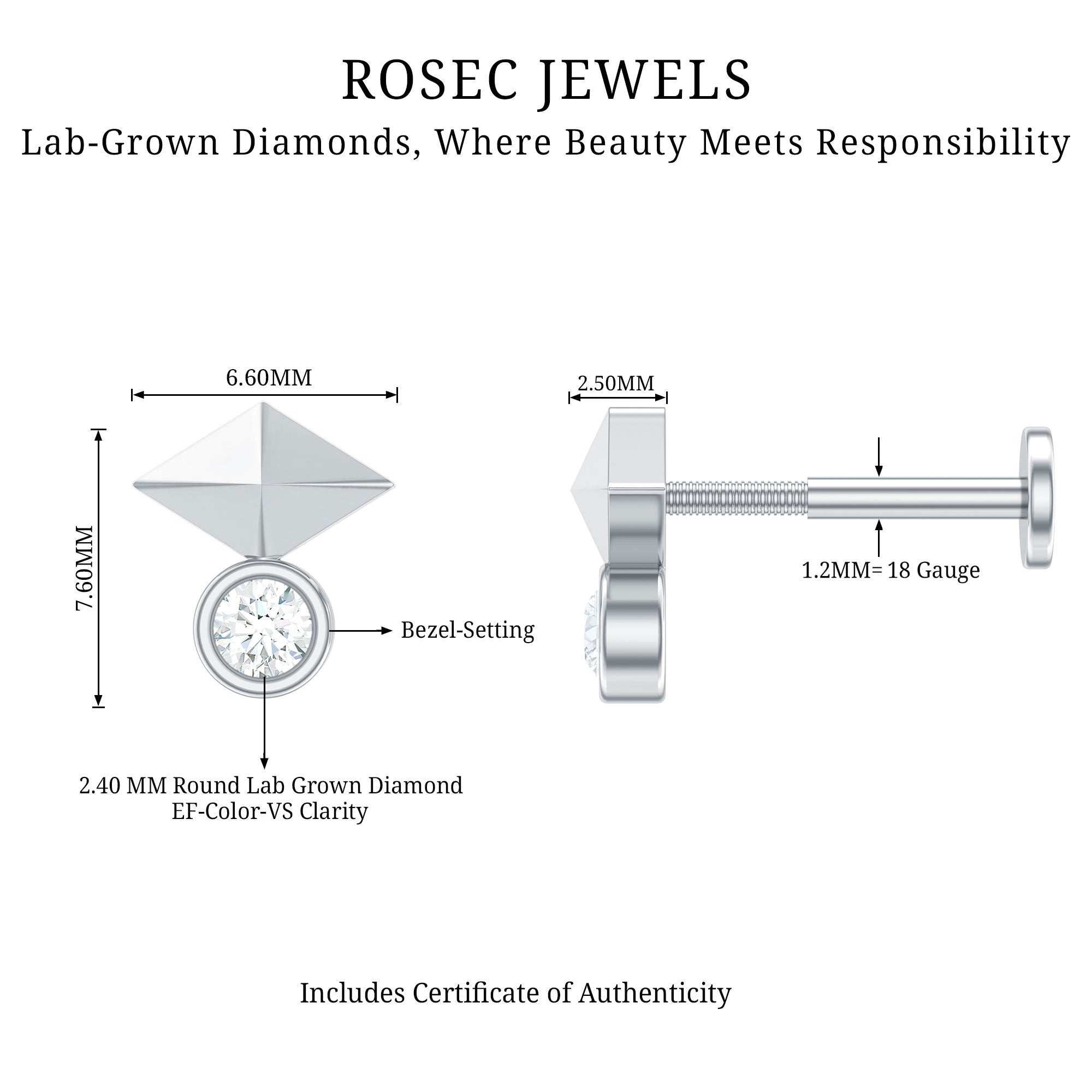 Diamond Geometric Tragus Earring