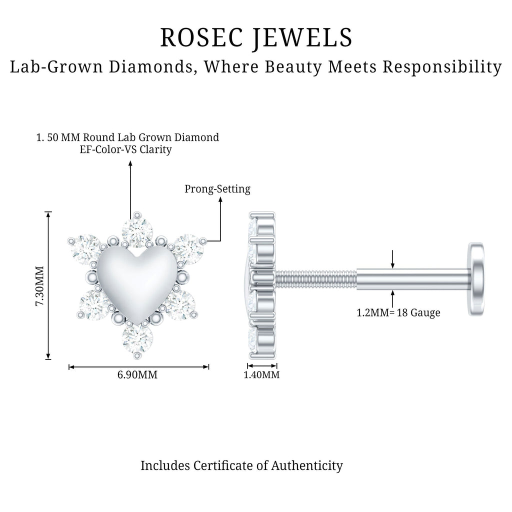 Diamond Heart Upper Lobe Earring