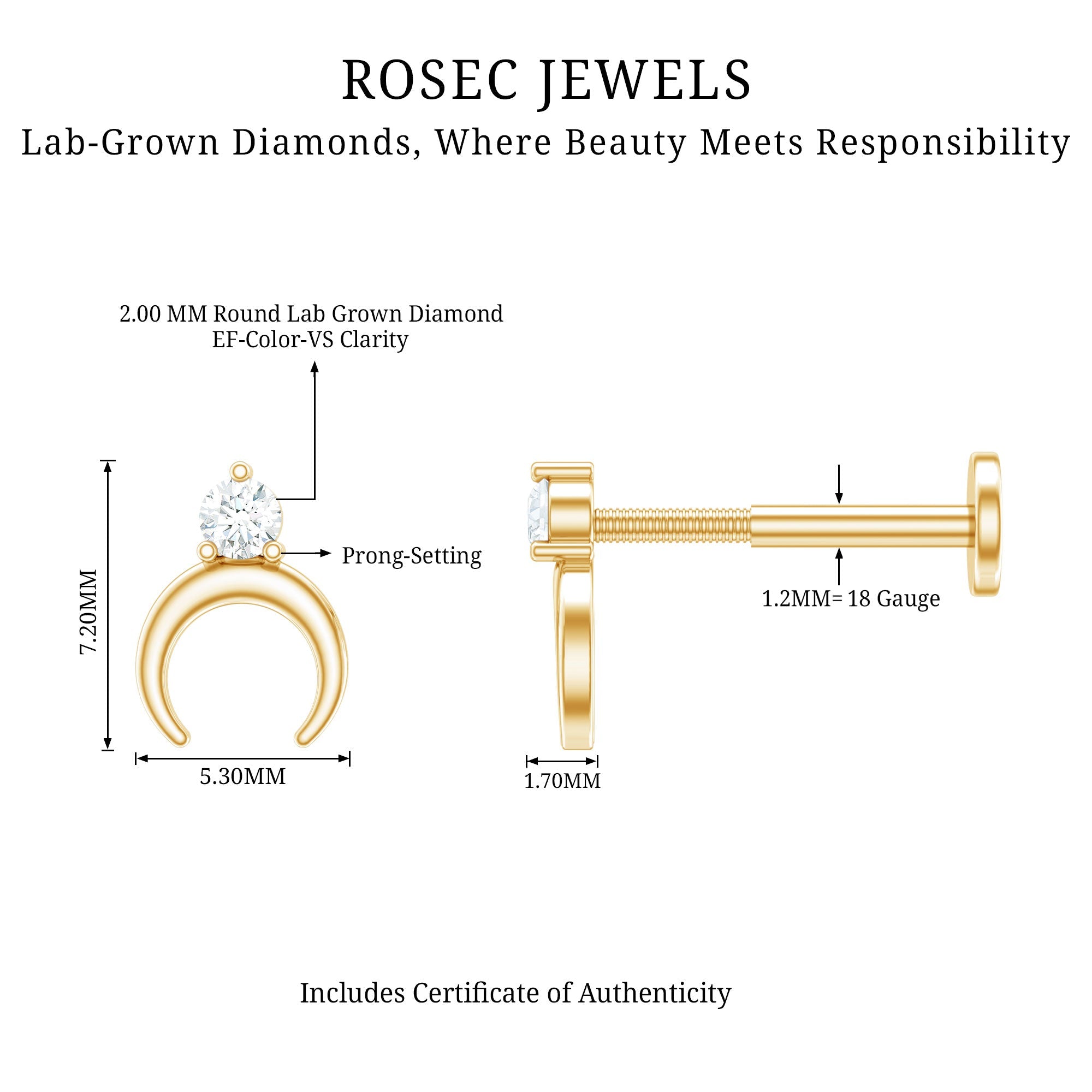 Diamond Minimalist Earring for Helix Piercing