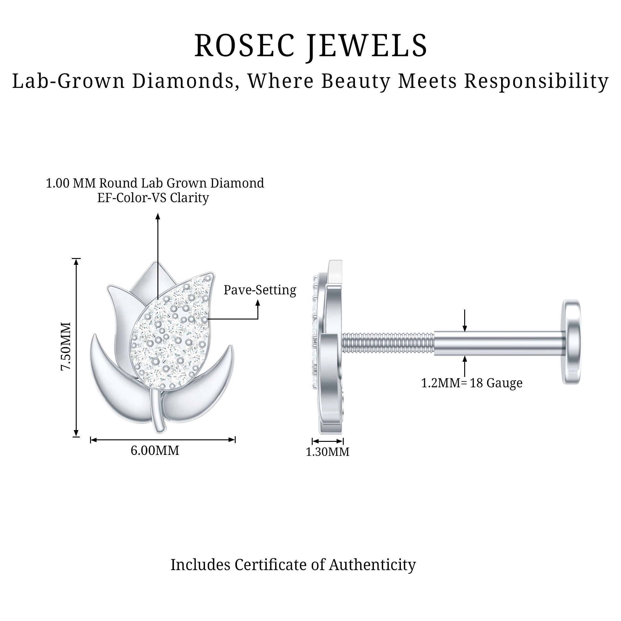 Diamond Flower Earring for Tragus Piercing