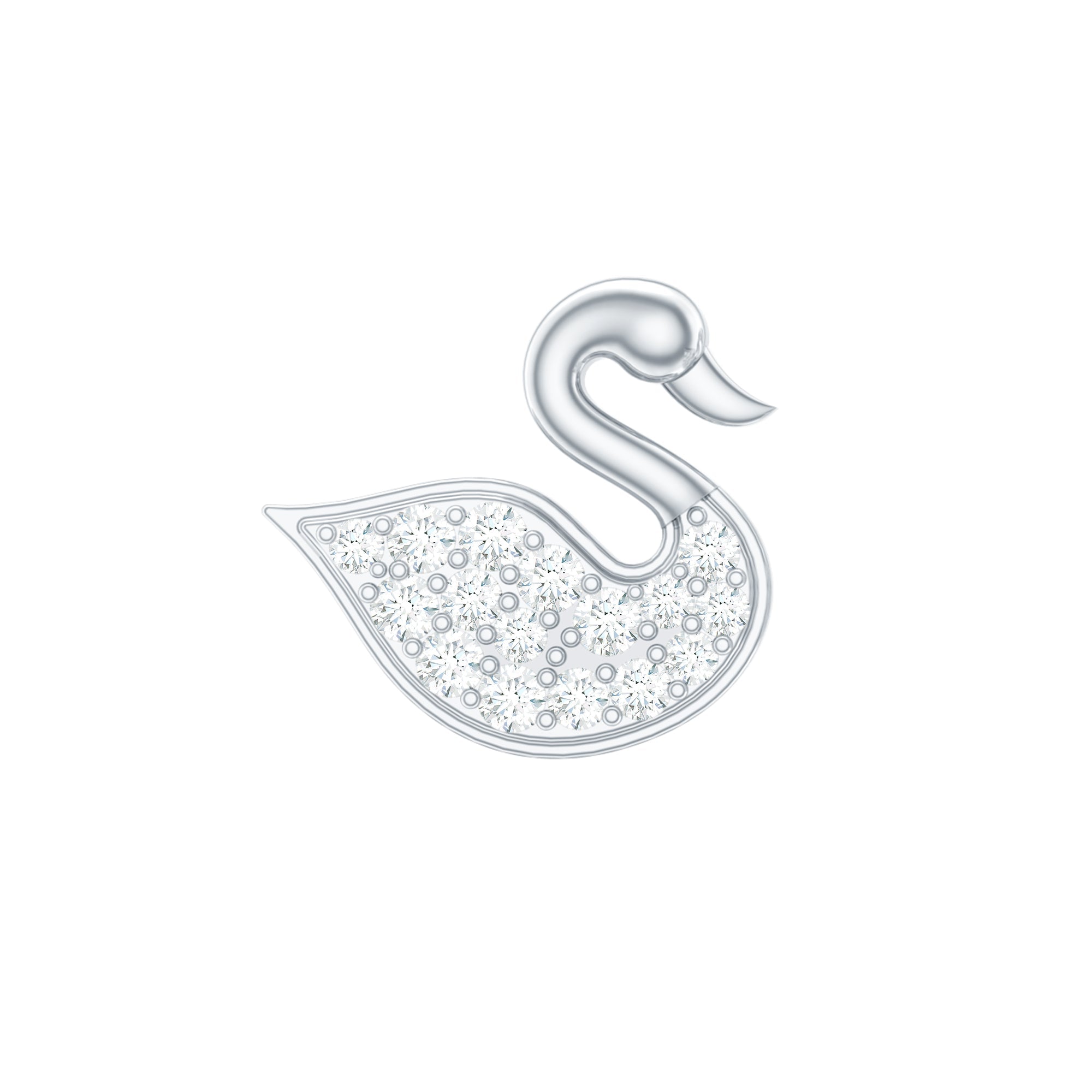 Diamond Swan Earring for Upper Lobe Piercing