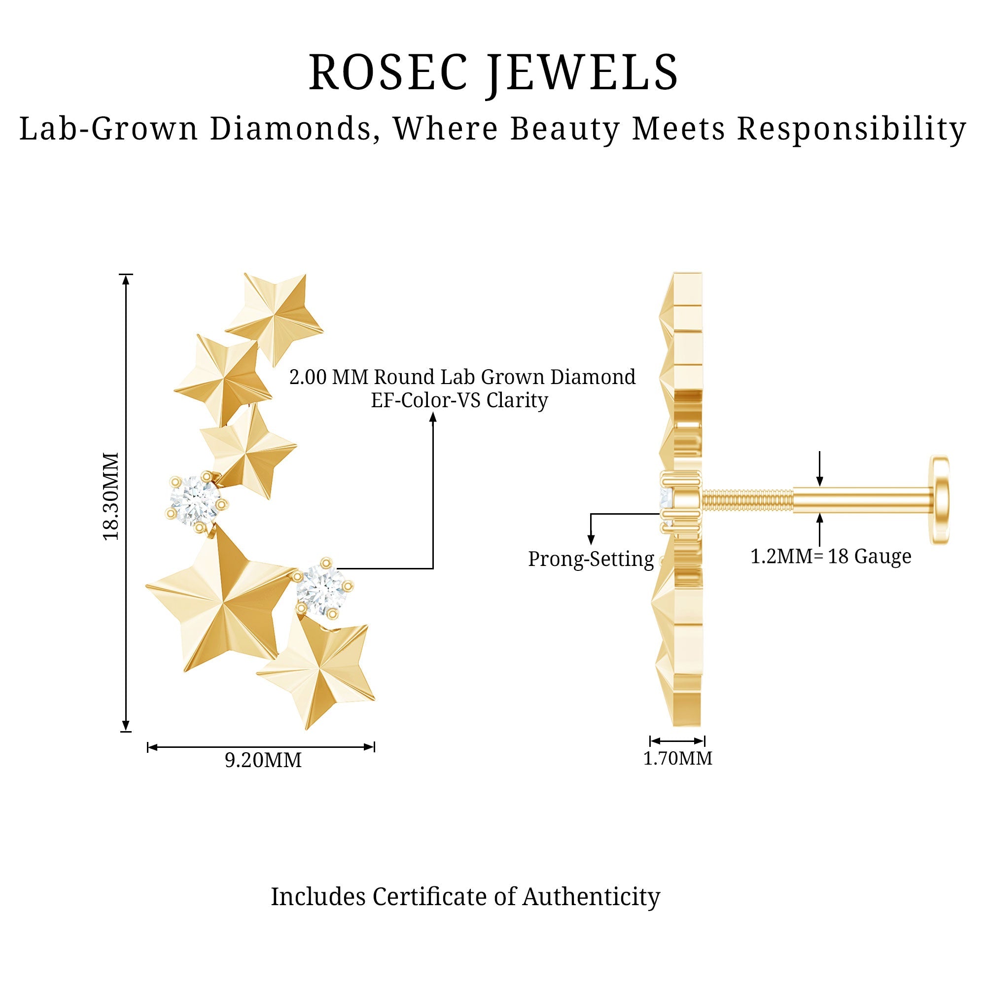 Diamond Star Celestial Crawler Earring