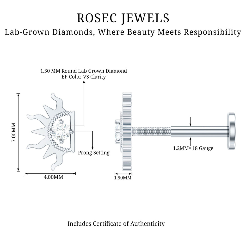 Diamond Half Sun Tragus Earring