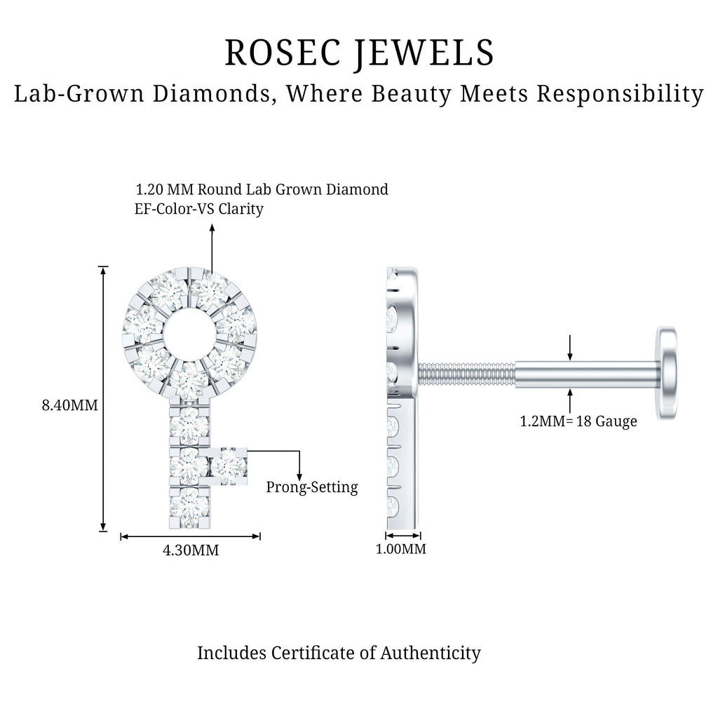 Diamond Key Shape Tragus Earring
