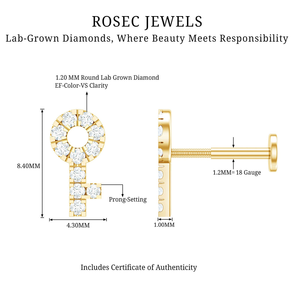 Diamond Key Shape Tragus Earring