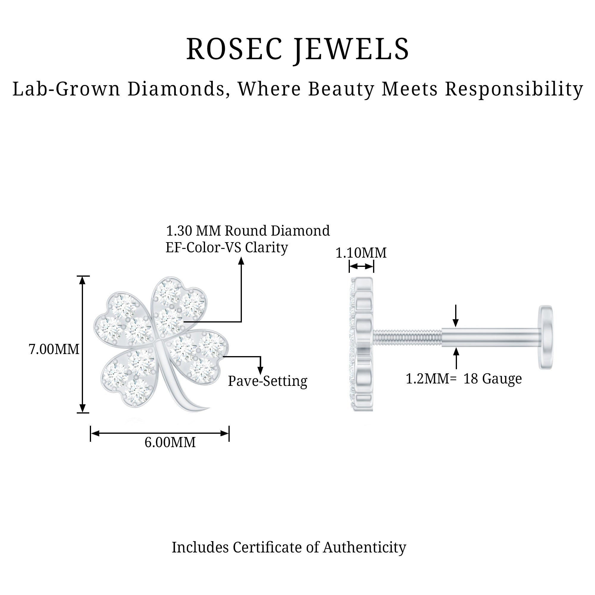 Diamond Four Leaf Clover Tragus Earring