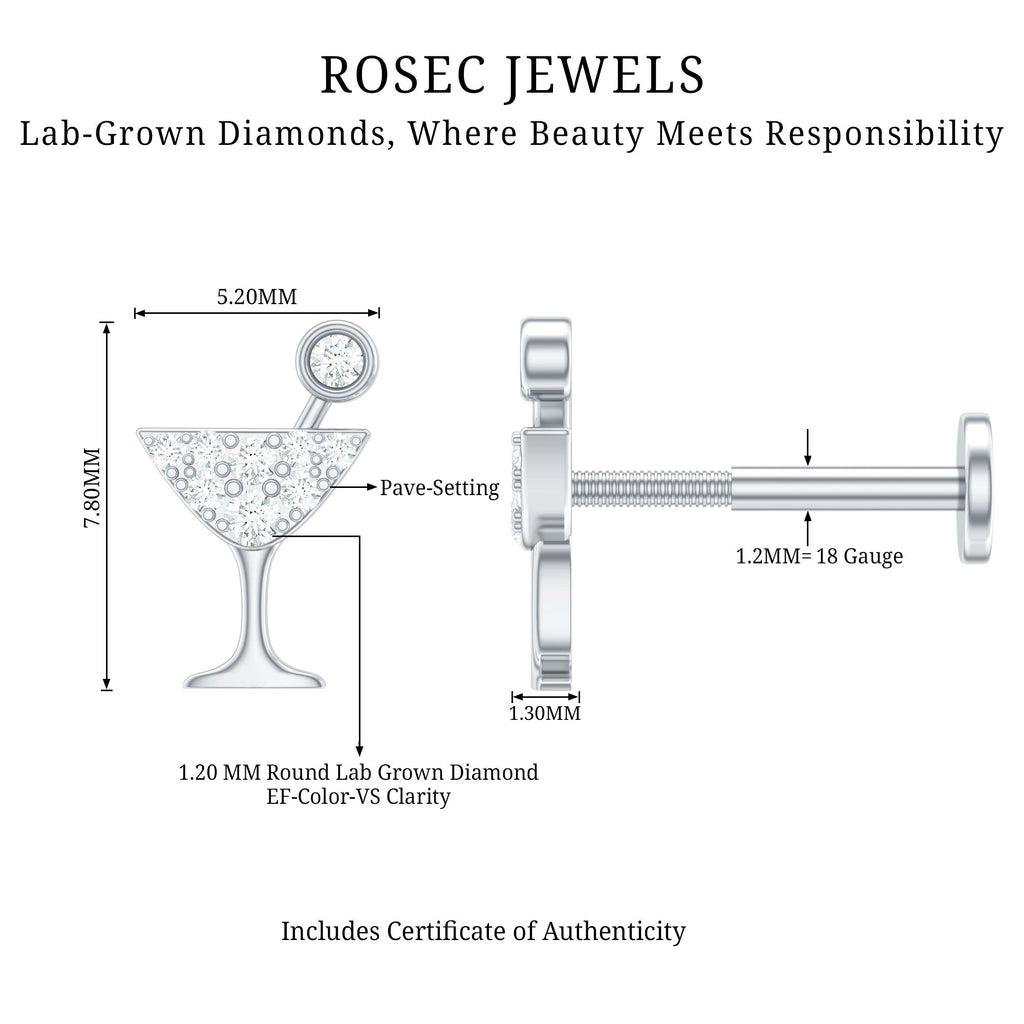 Diamond Wine Glass Earring for Tragus Piercing