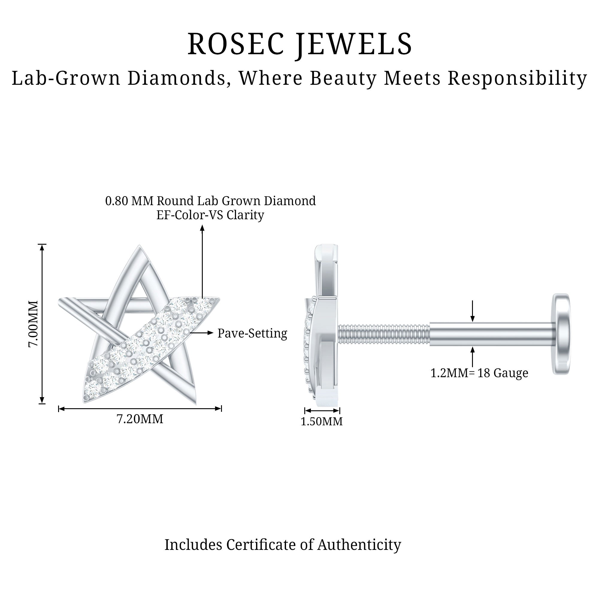 Diamond Star Earring for Helix Piercing