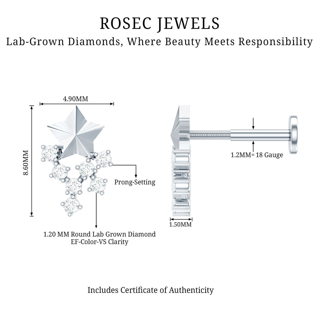 Diamond Star Celestial Earring for Tragus Piercing